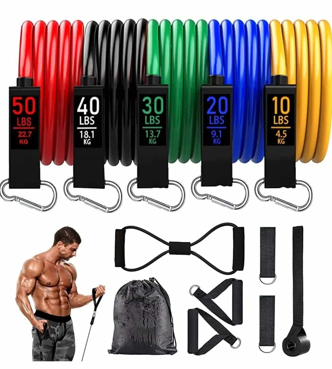 Premium 5-Level Resistance Bands Set - Heavy Duty Workout Bands for Strength Training & Home Gym