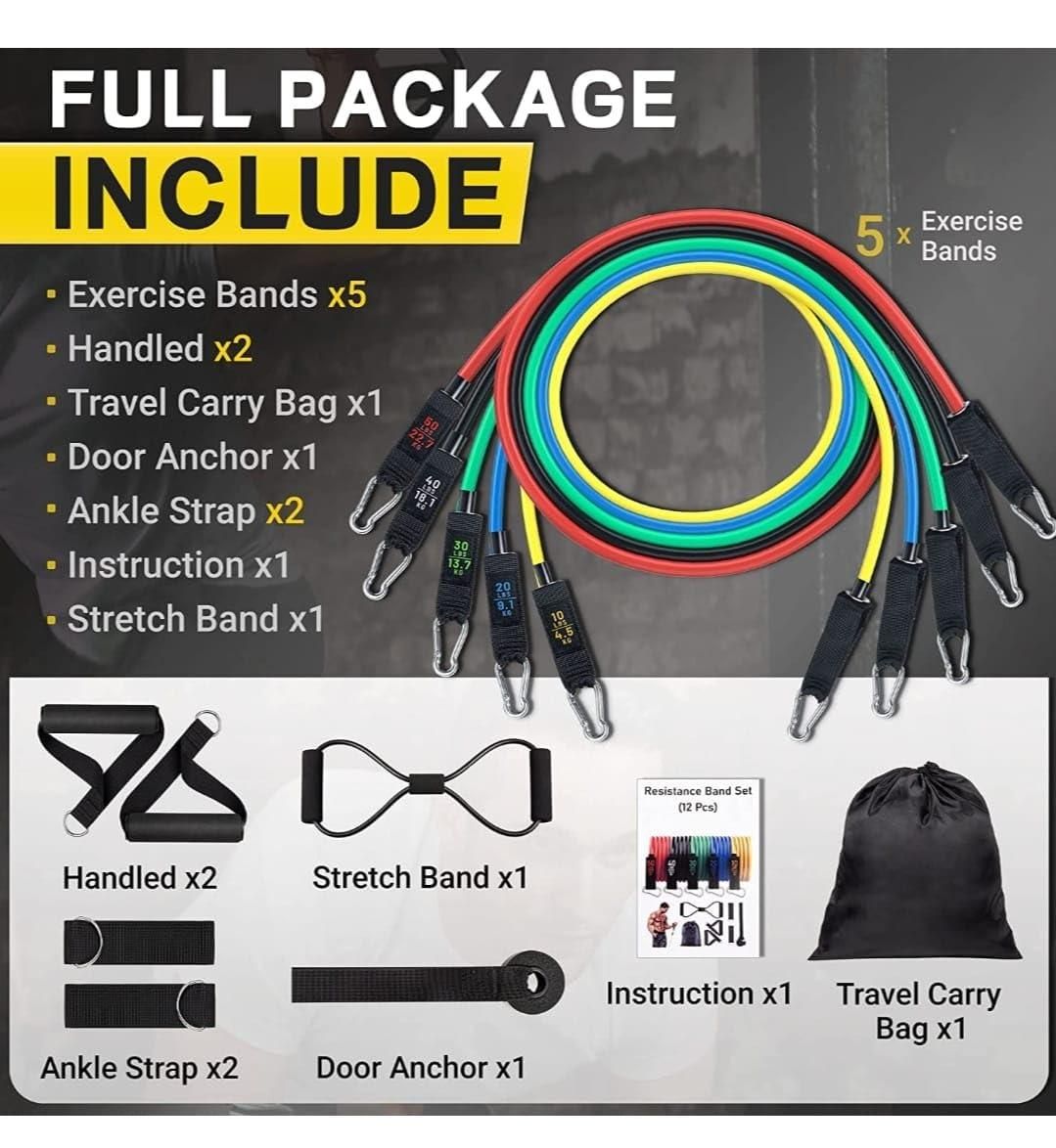 Premium 5-Level Resistance Bands Set - Heavy Duty Workout Bands for Strength Training & Home Gym