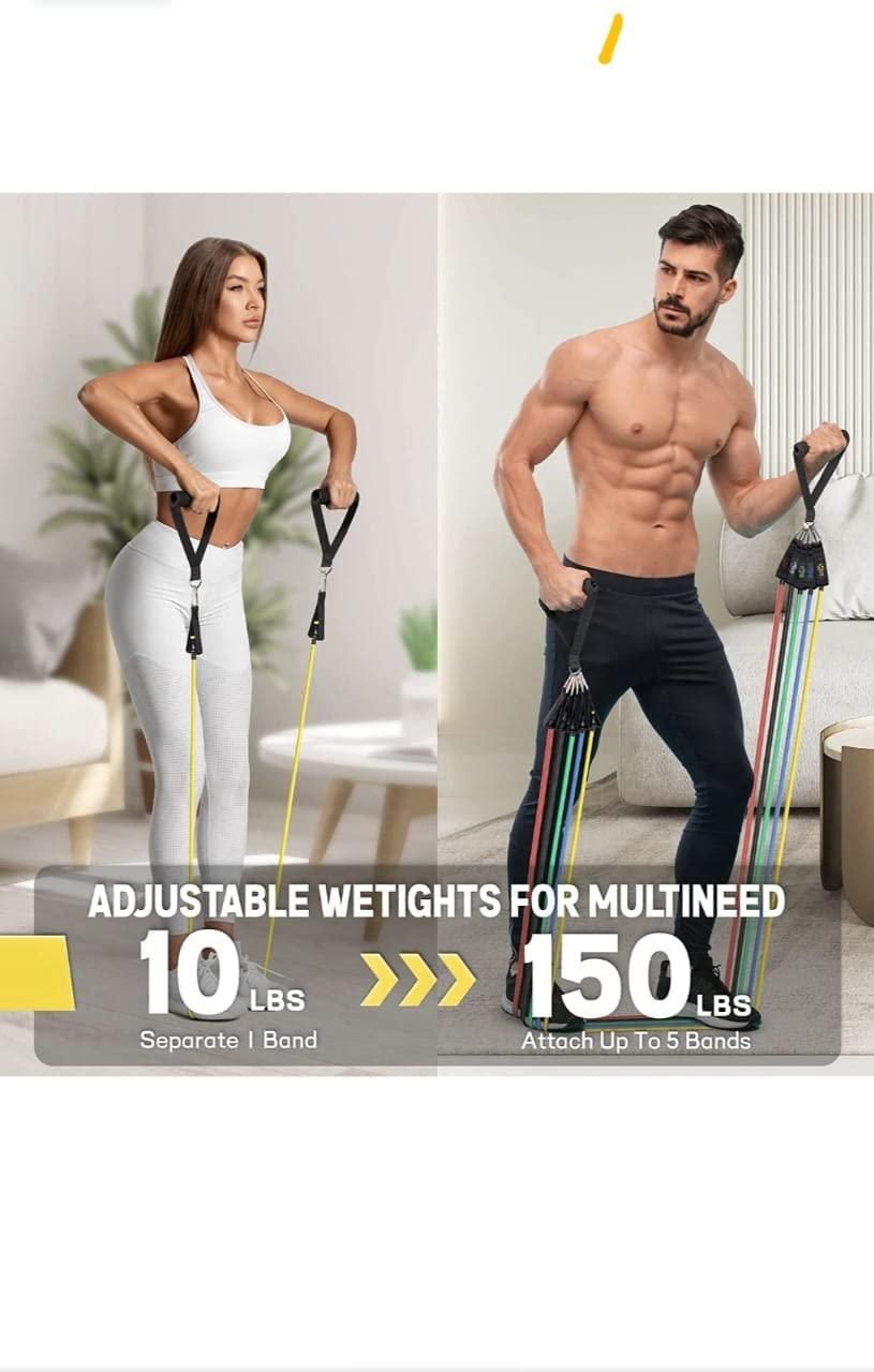 Premium 5-Level Resistance Bands Set - Heavy Duty Workout Bands for Strength Training & Home Gym